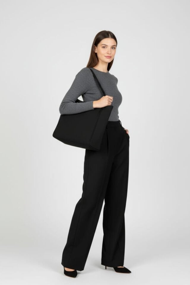 Kadın Büyük Boy Çıt Çıt Kapamalı Süet Kol ve Omuz Çift Saplı Çanta