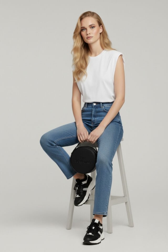 Kadın Yuvarlak Tote Bag Yazılı Çapraz Askılı El Ve Omuz Çantası