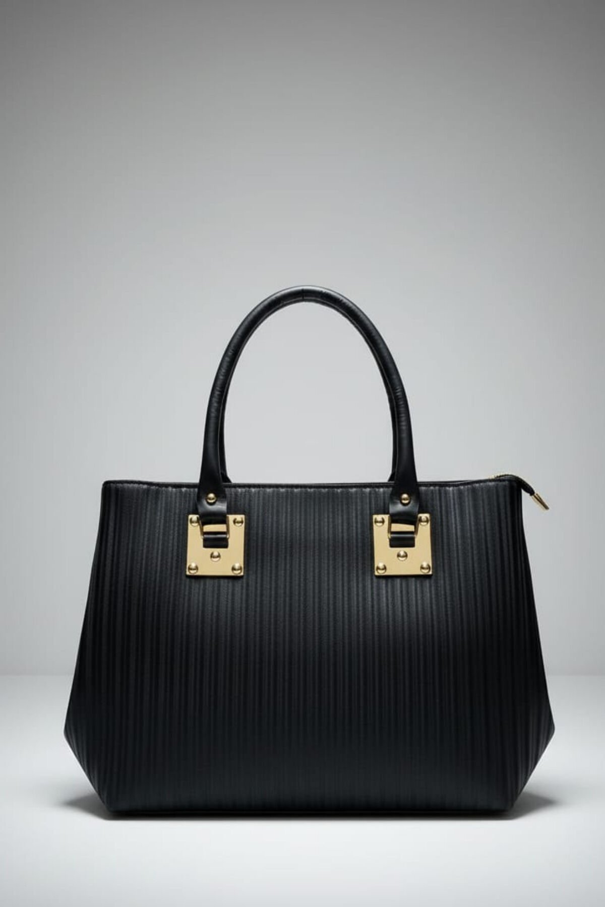 Kadın Siyah Çizgili Lazer Desenli Iki Bölmeli Günlük Düğünlük Omuz Çantası