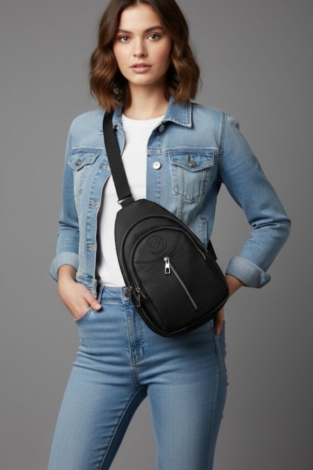 Muse Fermuarlı 3 Bölmeli Çapraz Body Bag Siyah