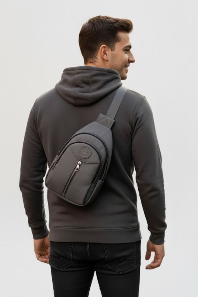 Muse Fermuarlı 3 Bölmeli Çapraz Body Bag Gri