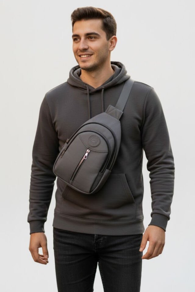 Muse Fermuarlı 3 Bölmeli Çapraz Body Bag Gri