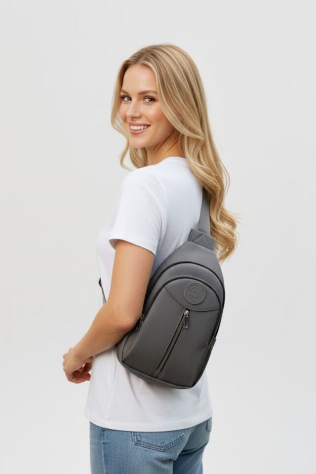 Muse Fermuarlı 3 Bölmeli Çapraz Body Bag Gri